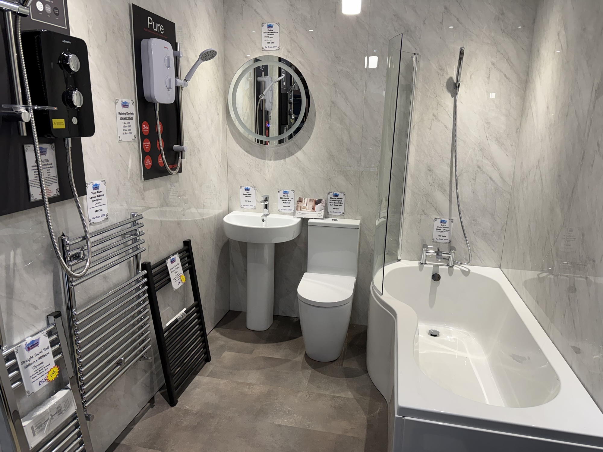 Bathroom display at Bubblegum Bathrooms