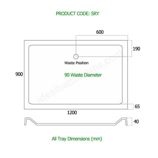 MX "SRY" Shower Tray 1200 x 900
